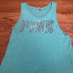A blue, Victoria’s secret pink, tank top!